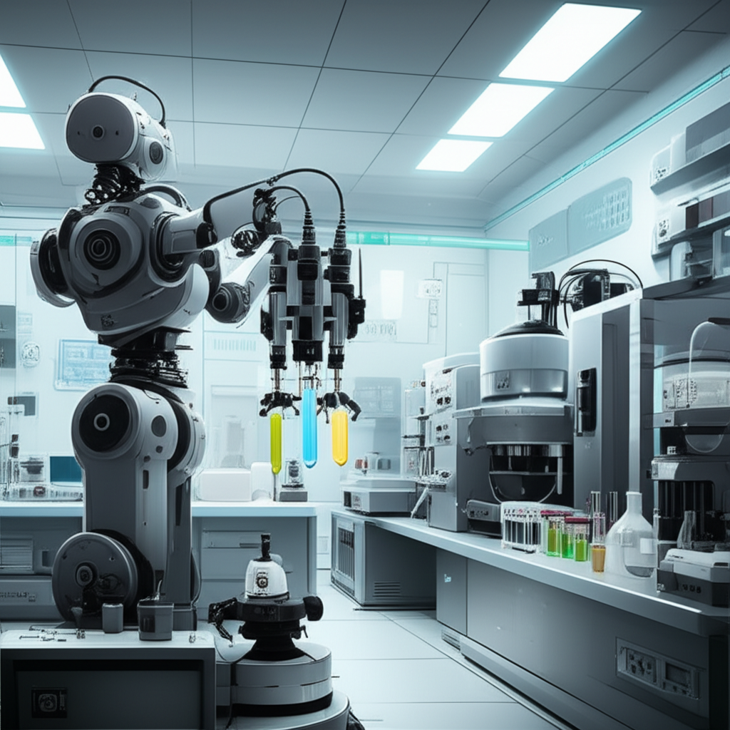 Open Arm robot working in a laboratory setting